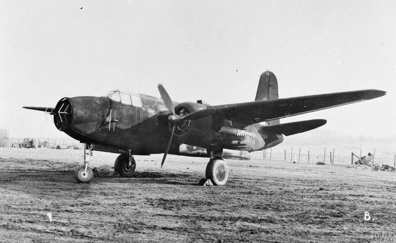 A Turbinlite Havoc night fighter on the ground at Boscombe Down, showing the flat glazed searchlight nose in place of the normal bomber nose.